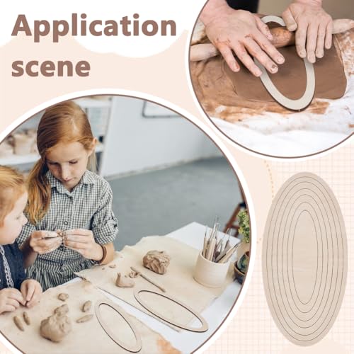 UNICRAFTALE 7Pcs Ceramics Plate Forming Molds Oval Pottery Tools Wooden Concentric Geometric Figure Rail Set Clay Molds DIY Dish Slump Mold for Ceramic Cutting and Printing Blank Modeling - size: 19-35cm Long