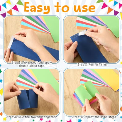 360 Sheets Paper Chain Garland Paper Kit, 2 x 8 in, Vibrant - color: Vibrant, size: 2 x 8 in
