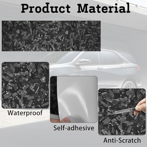 QianBao Compatible with 11.8" x 4" Chevy Bowtie Emblem Vinyl Wrap Kit - color: 6 Forged Carbon Fiber Black