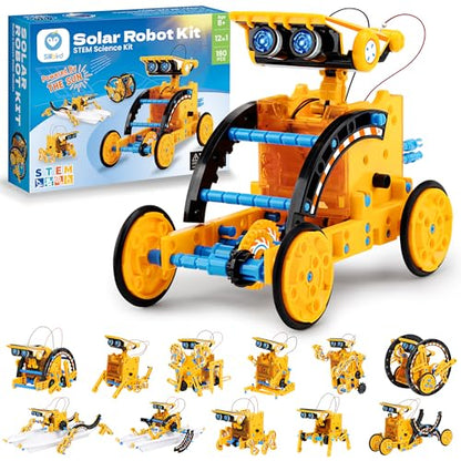 Sillbird Solar Robot Building Kit, 12-in-1 DIY STEM Gift for Boys Aged 8-13 - color: Yellow