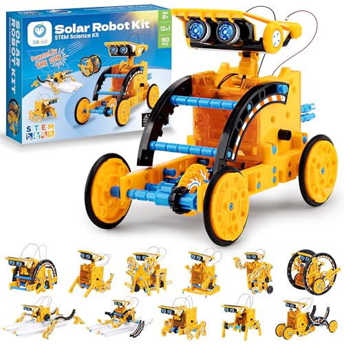 Sillbird Solar Robot Building Kit, 12-in-1 DIY STEM Gift for Boys Aged 8-13 - color: Yellow
