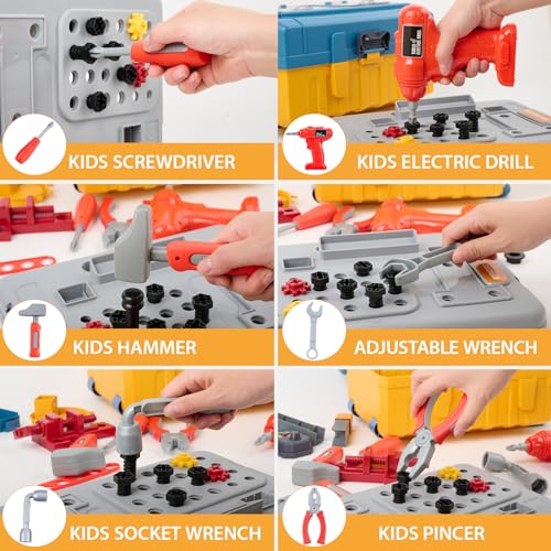 Kids Tool Bench with Tool Box & Electric Drill, Toddler Tool Set - color: Tool Bench Playset