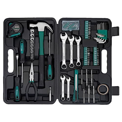 CARTMAN 148-Piece Automotive And Household Tool Set, Green Repair Kit Case - color: Green