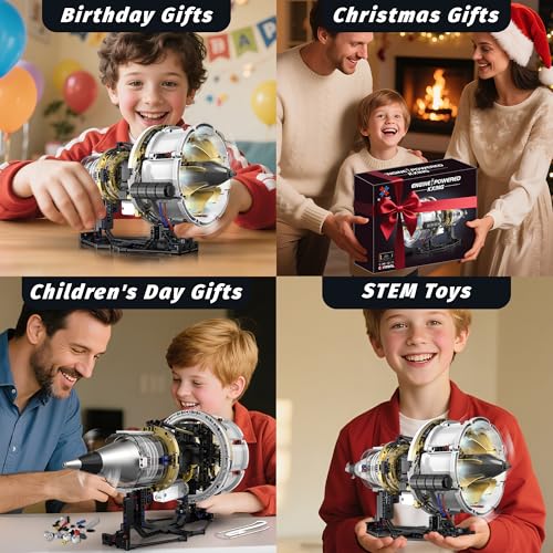 Jet Engine Model Kit that Run App Controlled Building Blocks Set with Motor - size: X-Large