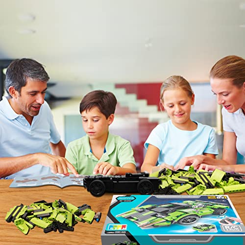 GAMZOO STEM Building Toys for Kids with 2-in-1 Remote Control Racer Snap Together Engineering Kits Early Learning Racecar Building Blocks - Best Gift for 6 7 8 9＋Year Old Boys and Girls - color: Green
