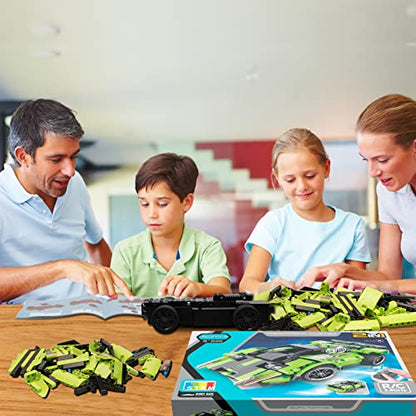 GAMZOO STEM Building Toys for Kids with 2-in-1 Remote Control Racer Snap Together Engineering Kits Early Learning Racecar Building Blocks - Best Gift for 6 7 8 9＋Year Old Boys and Girls - color: Green