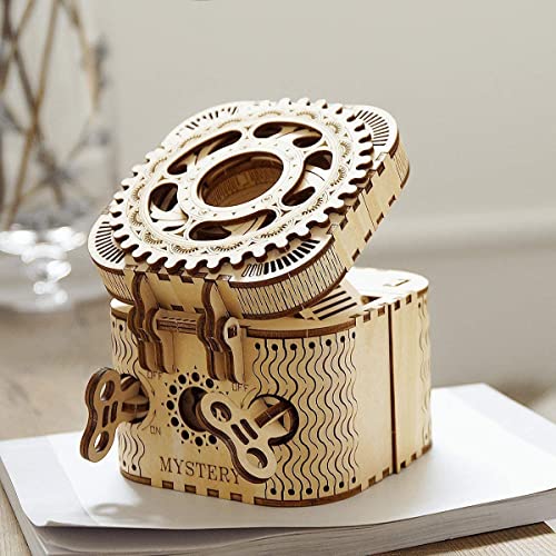 ROKR 3D Wooden Puzzles Mechanical Models - DIY Wooden Marble Run Kit &Treasure Box Gifts for Adults &Teens 14+