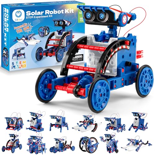 Bundle - 2 Items: Sillbird 12-in-1 Solar Robot Toys & Robot Car Building Kit with Remote Control Christmas STEM Gifts for Boys Ages 8-14, DIY Science Educational Robotic Toys for Kids Teens Birthday