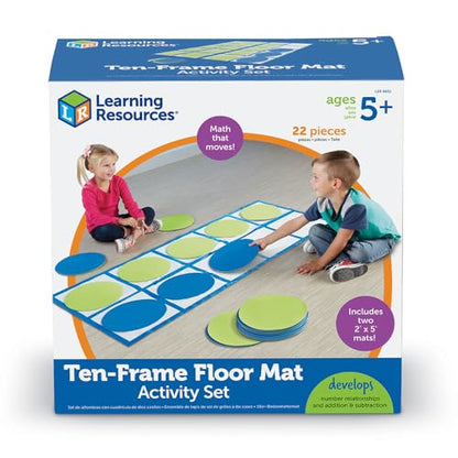 Learning Resources - Ten Frame Floor Mat Activity Set Teacher Classroom Supplies Gross Motor for Preschool Kindergarten Special Education Essentials Math Manipulatives Place Value Number Games