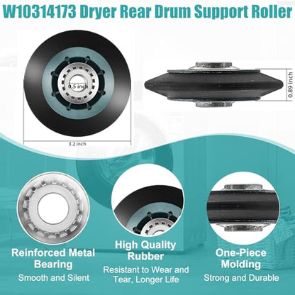 4392065RC Dryer Repair Kit Including 691366 Idler Pulley, 341241 Dryer Belt - style: Black Blue Roller