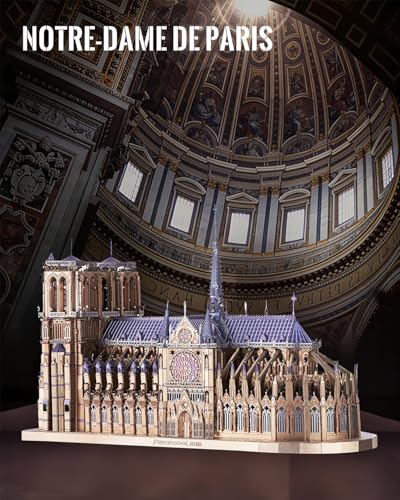 Piececool 3D Metal Puzzles for Adults Notre Dame De Paris Church Metal Model Kits, Interactive DIY French Cathedral Architecture Building Kit, Best Gifts for Adults Men Teens 14+ - color: Notre Dame De Paris