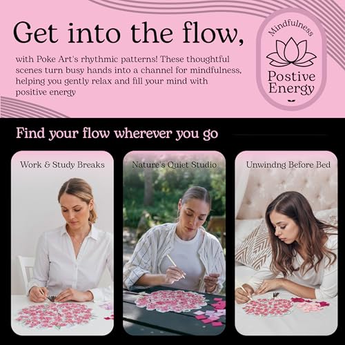 Unwynd Poke Art Cherry Blossom Flower Bouquet Kit for Adults, Women & Teens - style: Cherry Blossom