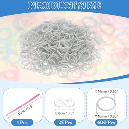 uxcell 600Pcs Loom Rubber Band Kit with 25Pcs S-Clips and 1Pcs Hook, Gray - color: Gray