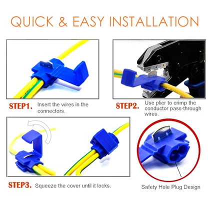 125pcs Solderless Quick Splice Wire Connectors,22-10 Gauge Lock Snap Electrical Wire Crimp Terminals Connector Assortment Set