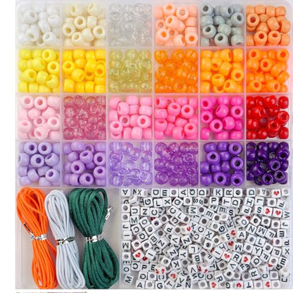 2500 Pcs Pony Beads Kit, 96 Colors UV Glow Alphabet Beads - color: Style A