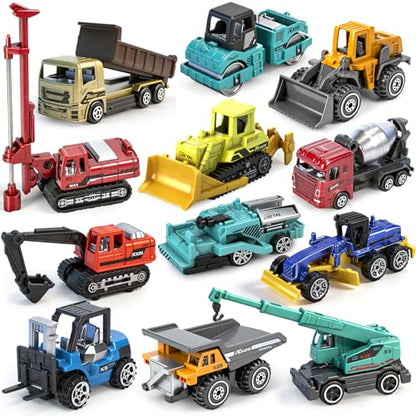 12 Pack Diecast Construction Toys, Mini Colorful Alloy Model Cars for Kids - color: Colorful