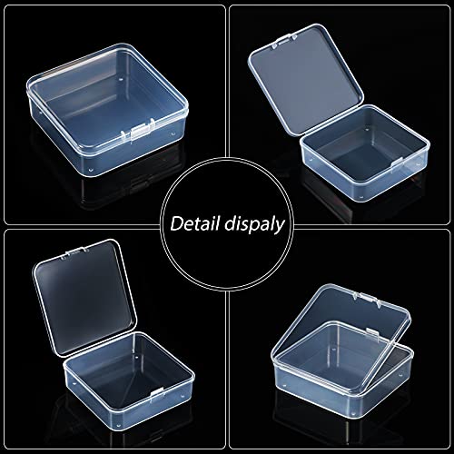 SATINIOR 48 Packs Clear Small Plastic Containers Transparent Storage Box with Hinged Lid for Small Items Crafts Jewelry (2.9 x 2.9 x 1 Inches) - size: 2.9 x 2.9 x 1 in