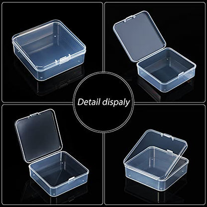 SATINIOR 48 Packs Clear Small Plastic Containers Transparent Storage Box with Hinged Lid for Small Items Crafts Jewelry (2.9 x 2.9 x 1 Inches) - size: 2.9 x 2.9 x 1 in