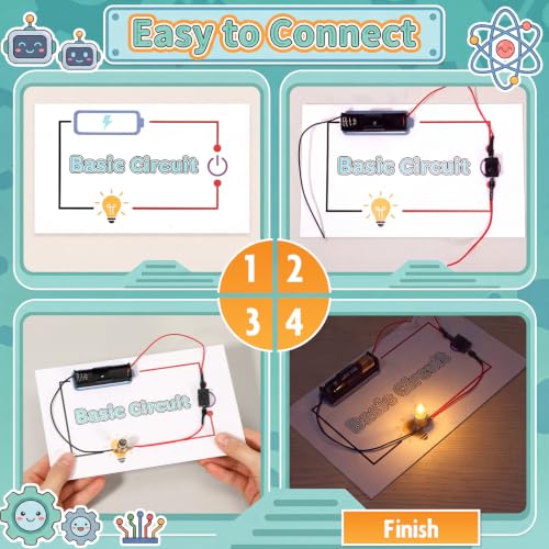 Soulchen 24 Sets STEM Electric Circuit Kit Bulk Basic Circuits Science Bulb Light Experiments for Beginners STEM Projects Circuit Board Building Kits Teaching Teachers Parents Experiment Educational