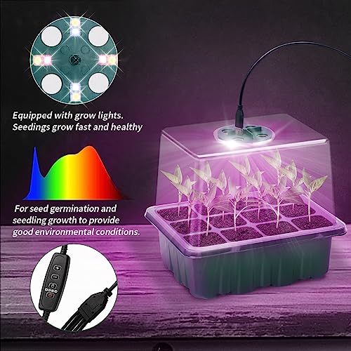Idealife Seed Starter Tray,Plant Propagation Station with Grow Light,2 Pcs