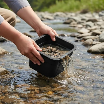 Sluice Fox mini Classifier Screen Gold panning Kits, Stainless Steel Screen mesh sifting Sieve Prospecting and gem Sorting; Shark Tooth sift Sifter - color: 5 Piece Black