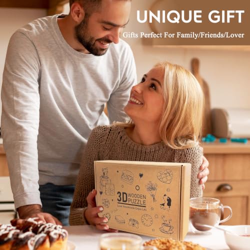 3D Wooden Puzzles for Adults-Wooden House Puzzle Clock-Adult Craft - color: Wooden House Clock