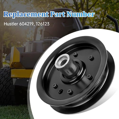 604219 Flat Idler Pulley Compatible with Hustler Dash 34" 42" Raptor 36" 42" 52" 54" Mower Deck, 126123 Idler Pulley Compatible with 939223 938498 938977 933614, Replaces Rotary 15211, 2P - size: 604219_2pc