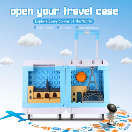 BloxBrix City Travel Suitcase Building Blocks Set, France Skyline Architecture Model, Educational Gift for Kids & Adults (131pcs)