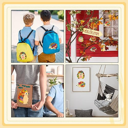 Fennoral 9 Pack Hedgehog Poke in Art Craft Kit for Kids - color: Fall Hedgehog