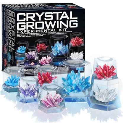 4M 7 Crystal Growing Science Experimental Kit with Display Cases - Easy DIY STEM Toy Lab Experiment Specimens, Educational Gift for Kids, Teens, Boys & Girls - style: 7 Crystals