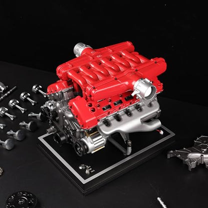 Metal V12 Engine Model Kit That Works 800+ PCS Metal Motorized 4-Stroke Engine with Electric Drive, DIY STEM Building Project & Educational Gift for Adults, and Car Enthusiasts