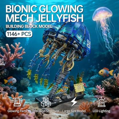 Bionic Glowing Mechanical Jellyfish Building Set, 1146PCS