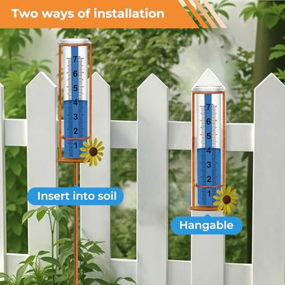 JMBay Rain Gauge Outdoor, Freeze Proof Rain Gauges Outdoors Best Rated,7" Capacity Detachable Rain Guage with Stake for Yard,Lawn & Garden,Large Clear Number and Scale Rain Measure Gauge Water Meter - color: 3-section Flower Rain Gauge