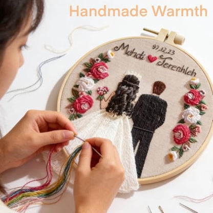 Wedding Photos Embroidery Starter Kit, Valentine's Day Gifts，DIY Needle Punch Kit, Punch Needle Kits for Beginners,Include Pre-Printed Fabric,Tools,Embroidery Hoop,Threads. (Wedding Photo No. 4) - color: Wedding Photo No. 4