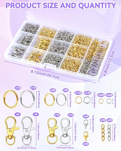 990PCS FIVEIZERO Keychain Making Kit, Mixed-Color Keychain Clips & Key Ring - color: mix