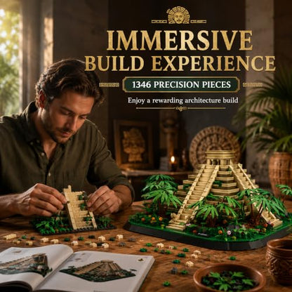 El Castillo Pyramid Building Block Set 1346 Pcs Mayan Kukulcan Temple Mexico Architecture Model Kit for Adults Teens 14+ Historical Chichen Itza Display Centerpiece Ancient World Culture Gift - style: El Castillo Pyramid