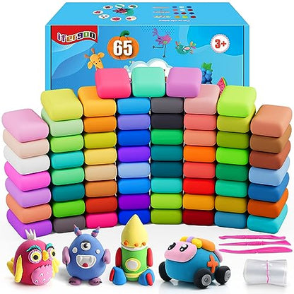 ifergoo Air Dry Clay, 65 Colors Magic Foam DIY Molding Clay for Slime - color: 65 Colors
