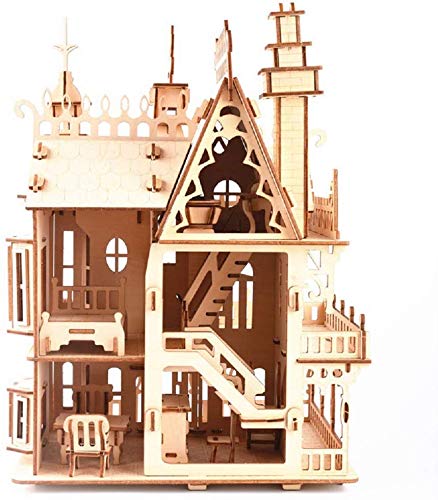 3D Puzzle House, Pre-Cut Dream Villa Model Kit DIY Miniature Dolls House