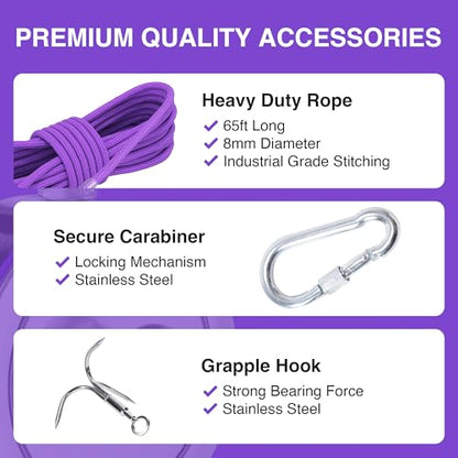 2600LB’s Complete Magnet Fishing Kit | Double Sided Fishing Magnet Kit with Case | Includes Strong Neodymium N52 Magnets, Durable 65ft Rope, Carabiner, Gloves, Grappling Hook & Carry Case - size: 2600 LB Double Sided Magnet Kit