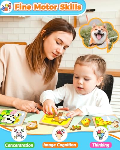 Benresive Wooden Toddler Puzzles, Montessori Toddler Toys for 1 2 Year Old - style: 12 PCS