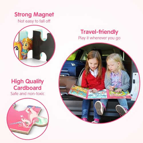 SYNARRY Unicorn Princess Mermaid Magnetic Puzzle for Kids Ages 3-5 - style: Princess Mermaid
