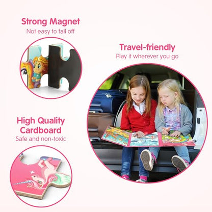 SYNARRY Unicorn Princess Mermaid Magnetic Puzzle for Kids Ages 3-5 - style: Princess Mermaid