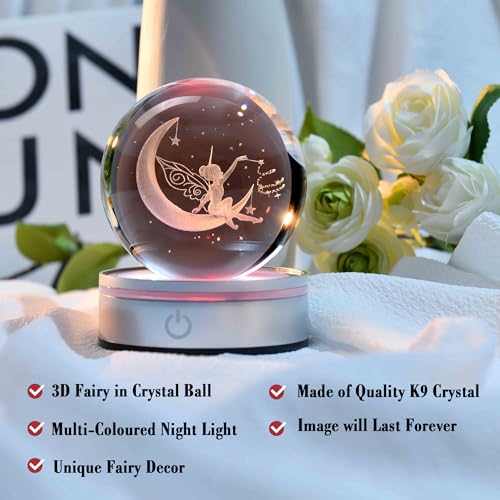 IFOLAINA Moon Fairy Crystal Ball Gifts for Girl Her Birthday Holidays - color: Fairy