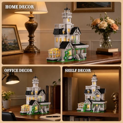 Vziimo Magic House Building Set with LED Light, Owens House Building Blocks, Architecture Decor Model Kit, Gifts for Adults Teens Age 14+(1162 PCS) - style: Owens House