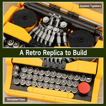 NEWABWN Retro Typewriter Building Set Compatible with Lego Mini Model - style: B