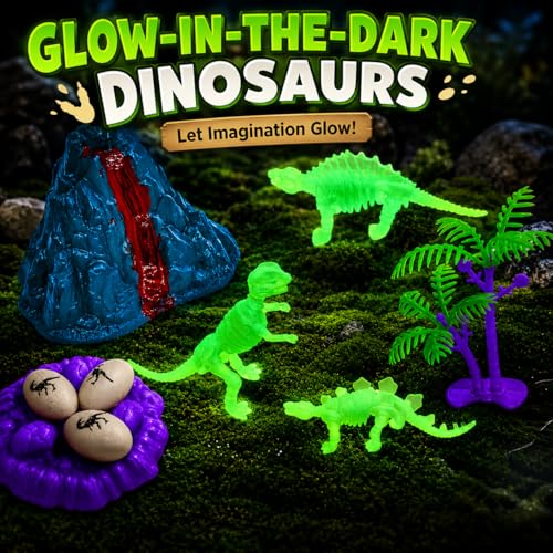 Carolart Dinosaur Sensory Bin, Sand Kit with Glow Dinosaurs & Sand - style: Dinosaur