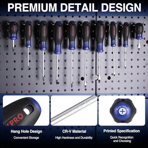 WORKPRO 10-Piece Magnetic Screwdriver Set with Pouch, Blue - color: Blue