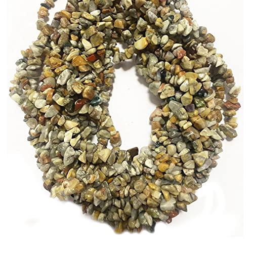 7-8mm Natural Crazy Lace Agate Gemstone Chips Healing Gravel Bracelets Necklace Kit Irregular Tumble Stone Beads DIY Crafts Design Jewelry Making 32" - color: Crazy Lace Agate