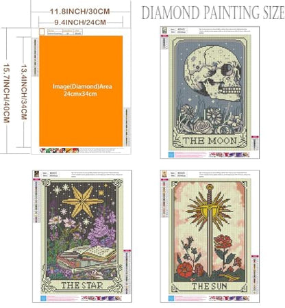 Axquilon 3 Pack Tarot Diamond Art Kits for Adults 12x16 inch - color: 3 Pack Tarot