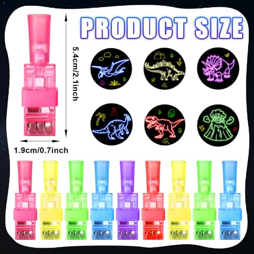 CHUNNIN 36 Pcs Dinosaur LED Finger Lights Glow in Dark Dino Party Favor - style: Dinosaur